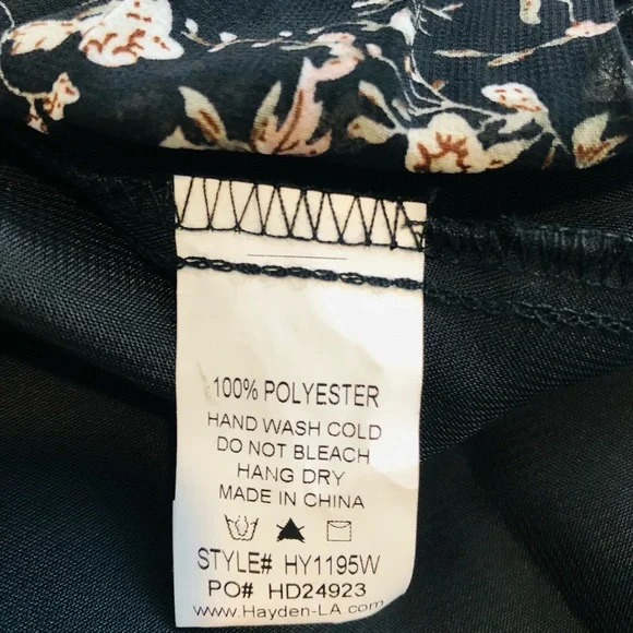 Hayden Pleated Black Floral Printed Short Sleeve Midi Dress. NWT! Sz 2X - Picture 9 of 11